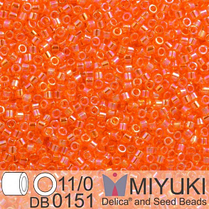 Korálky Miyuki Delica 11/0. Barva Tr Orange AB  DB0151. Balení 5g.