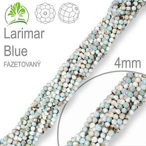 Korálky z minerálů Larimar Blue Fazetovaný  přírodní polodrahokam. Velikost pr.4mm. Balení 90Ks.