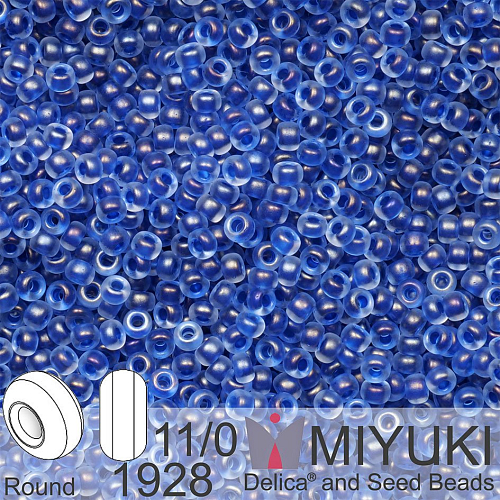 Korálky Miyuki Round 11/0. Barva 1928 Semi-Frosted Blue Lined Crystal. Balení 5g.