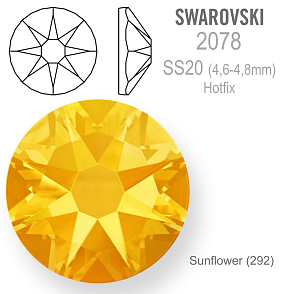 SWAROVSKI xirius rose HOTFIX 2078 velikost SS20 barva Sunflower