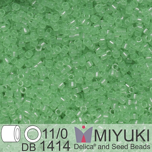 Korálky Miyuki Delica 11/0. Barva Transparent Mint DB1414. Balení 5g