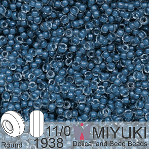 Korálky Miyuki Round 11/0. Barva 1938 Semi-Frosted Slate Blue Lined Gray. Balení 5g.