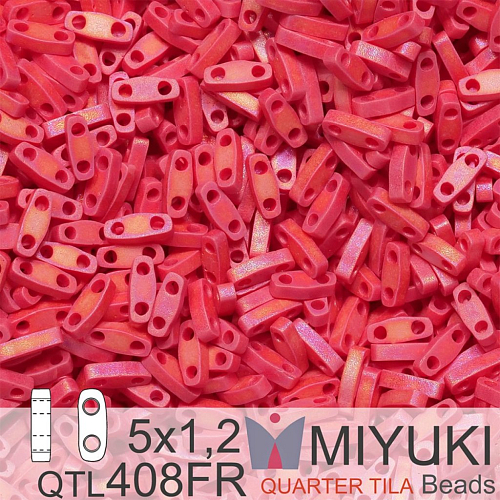 Korálky Miyuki QuarterTila. Barva Matte Opaque Red AB QTL 408FR. Balení 3g