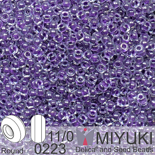 Korálky Miyuki Round 11/0. Barva 0223 Grape Lined Crystal. Balení 5g.