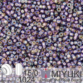 Korálky Miyuki Round 15/0. Barva 1024 S/L Amethyst AB. Balení 5g