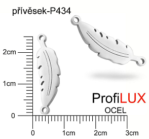 Přívěsek Chirurgická Ocel ozn-P434 PÍRKO 2 OČKA velikost 26x7mm tl.1.0mm. Velikost otvorů pr. 1,5mm. Řada přívěsků ProfiLUX. 