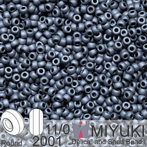 Korálky Miyuki Round 11/0. Barva 2001 Matte Gunmetal. Balení 5g.