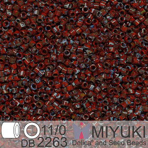 Korálky Miyuki Delica 11/0. Barva Opaque Red Picasso DB2263. Balení 5g.