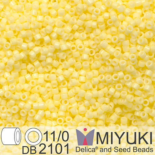 Korálky Miyuki Delica 11/0. Barva Duracoat Dyed Opaque Light Lemon Ice DB2101. Balení 5g.