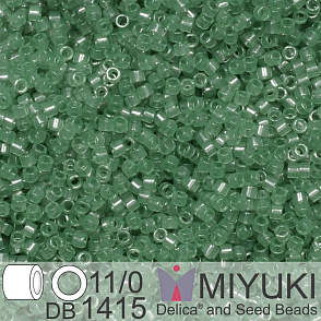 Korálky Miyuki Delica 11/0. Barva Transparent Light Moss Green DB1415. Balení 5g