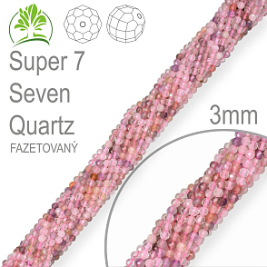 Korálky z minerálů Super 7 Seven Quartz Fazetovaný  přírodní polodrahokam. Velikost pr.3mm. Balení 130Ks.