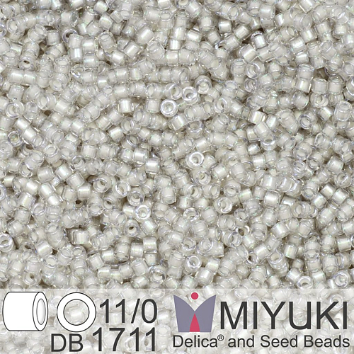 Korálky Miyuki Delica 11/0. Barva Pearl Lined Gray Mist AB DB1711. Balení 5g