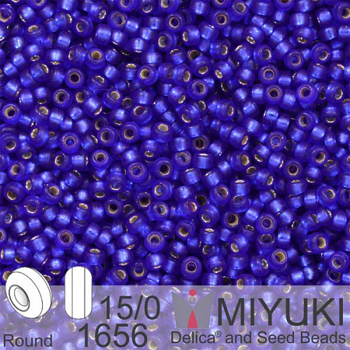 Korálky Miyuki Round 15/0. Barva 1656 Dyed SF S/L Dk Blue Violet . Balení 5g.