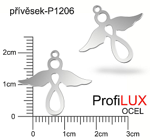 Přívěsek Ocel ozn-P1205 ANDĚL velikost 24x21mm. Řada přívěsků ProfiLUX