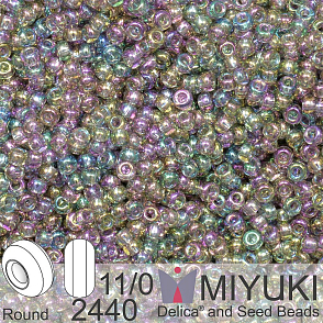 Korálky Miyuki Round 11/0. Barva 2440 Transparent Gray Rainbow Luster. Balení 5g.