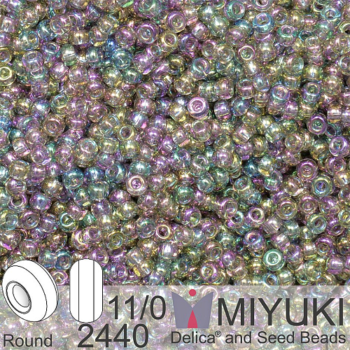 Korálky Miyuki Round 11/0. Barva 2440 Transparent Gray Rainbow Luster. Balení 5g.