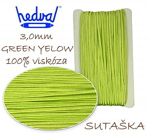 SUTAŠKA materiál na PRÝMKOVÁNÍ. Velikost 3mm. Barva č.26  GREEN YELOW. 