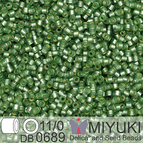 Korálky Miyuki Delica 11/0. Barva Dyed SF S/L Moss Green DB0689. Balení 5g