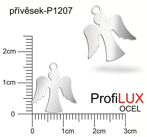 Přívěsek Ocel ozn-P1207 ANDĚL velikost 16x15mm. Řada přívěsků ProfiLUX