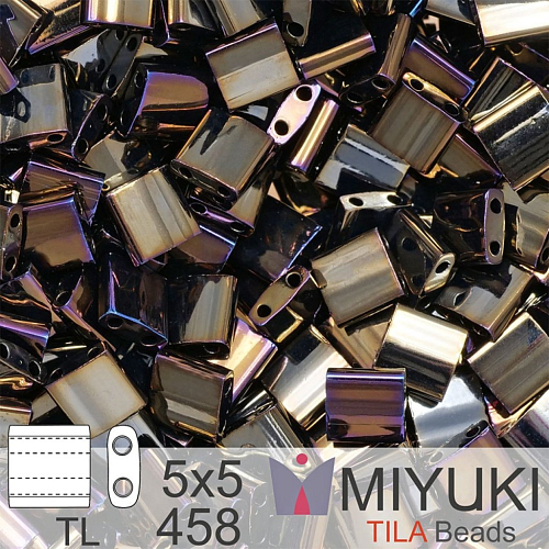 Korálky MIYUKI tvar TILA BEADS velikost 5x5mm. Barva TL-458 Metallic Brown Iris. Balení 5g.