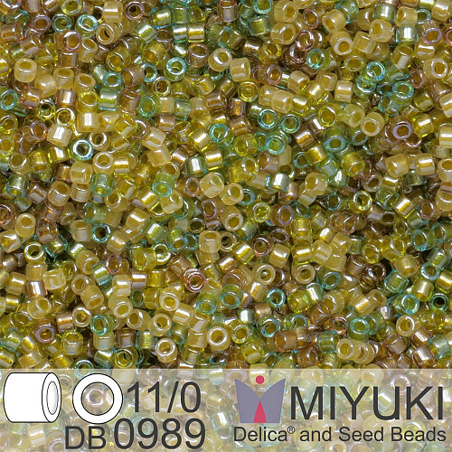 Korálky Miyuki Delica 11/0. Barva Sparkling Lined Camoflauge Mix DB0989. Balení 5g