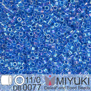 Korálky Miyuki Delica 11/0. Barva Blue Lined Crystal AB  DB0077. Balení 5g.