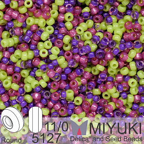Korálky Miyuki Round 11/0. Barva Deep Aubergine Mix 5127 Balení 5g.