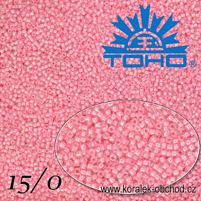 Korálky TOHO tvar ROUND (kulaté). Velikost 15/0. Barva č. 379-Inside-Color Crystal/Cotton Candy Lined . Balení 5g.