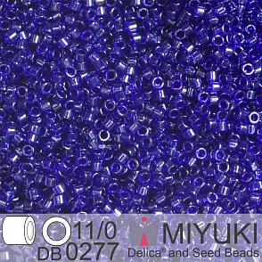 Korálky Miyuki Delica 11/0. Barva Transparent Cobalt Luster DB0277. Balení 5g.