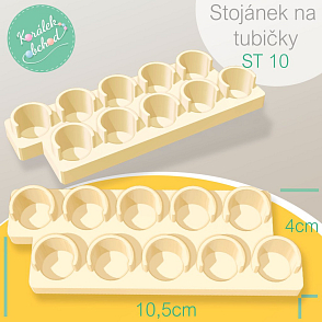 Stojánek pro uložení tubiček s korálky . Rozměr stojánku  10,5x4cm. Materiál plast.