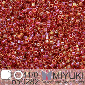 Korálky Miyuki Delica 11/0. Barva Cranberry Lined Lt Topaz  DB0282. Balení 5g