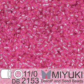 Korálky Miyuki Delica 11/0. Barva Duracoat Silverlined Dyed Pink Parfait DB2153. Balení 5g.