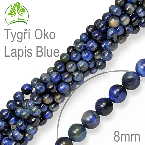 Korálky z minerálů  Tygří Oko Lapis Blue. Velikost pr.8mm. Balení 10Ks.