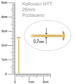 Ketlovací NÝT  velikost 26mm. Barva zlatá.