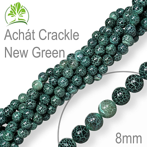 Korálky z minerálů Achát Crackle New Green přírodní polodrahokam. Velikost pr.8mm. Balení 10Ks