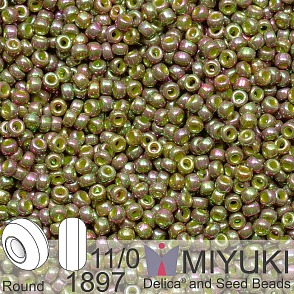 Korálky Miyuki Round 11/0. Barva 1897 Opaque Golden Olive Luster. Balení 5g.