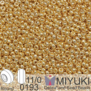 Korálky Miyuki Round 11/0. Barva 0193 24kt Gold Light Plated. Balení 3g.
