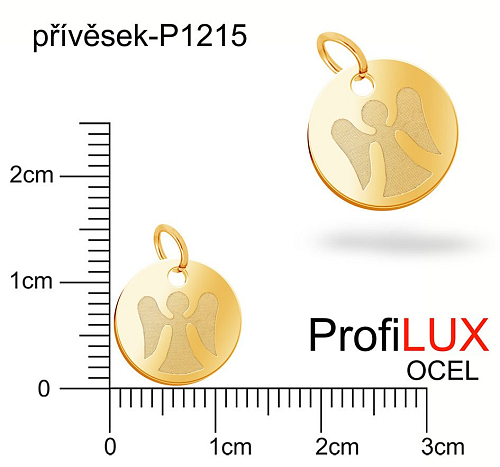 Přívěsek Ocel ozn-P1215 MEDAILON s andělem velikost pr.12mm. Řada přívěsků ProfiLUX