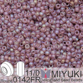 Korálky Miyuki Round 11/0. Barva 0142FR Matte Transparent Smoky Amethyst AB . Balení 5g.