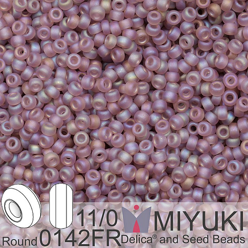 Korálky Miyuki Round 11/0. Barva 0142FR Matte Transparent Smoky Amethyst AB . Balení 5g.