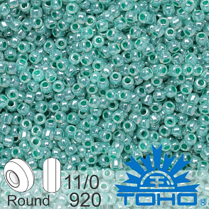 Korálky TOHO tvar ROUND (kulaté). Velikost 11/0. Barva č. 920-Ceylon Lt Sea Green . Balení 8g.