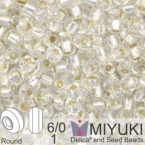 Korálky Miyuki MIX Round 6/0. Barva 1 Crystal. Balení 5g