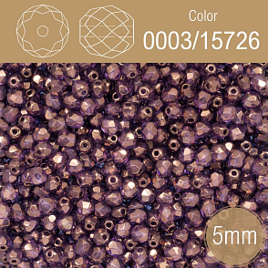 Korálky BROUŠENÉ 5mm. Barva 0003/15726. Průhledná fialová s pokovem. Balení 80Ks.