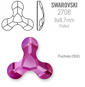 Swarovski 2708 Molecule FB Foiled velikost 8x8,7mm. Barva Fuchsia 