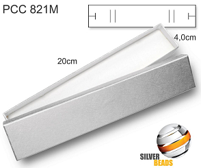 Krabička na šperky podlouhlá. Materiál papír. Ozn. PCC 821M. Barva STŘÍBRNÁ..