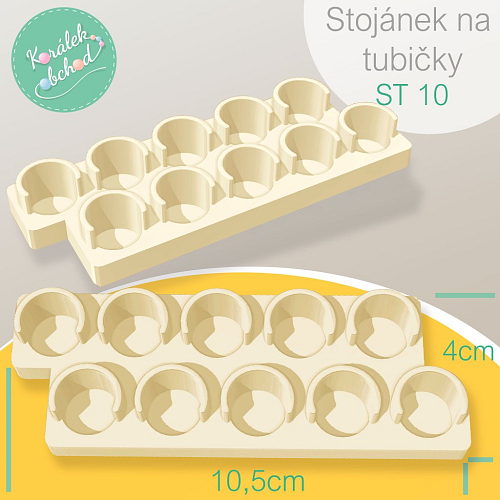 Stojánek pro uložení tubiček s korálky . Rozměr stojánku  10,5x4cm. Materiál plast.