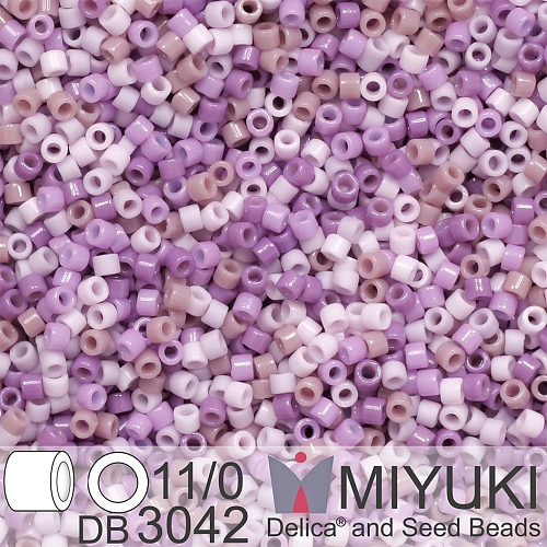 Korálky Miyuki Delica 11/0. Barva Purple Pastel Mix DB3042. Balení 5g.