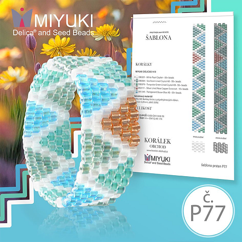 Rukodělná korálková stavebnice MIYUKI. Stavebnice prstenu COLOR Line no. P77