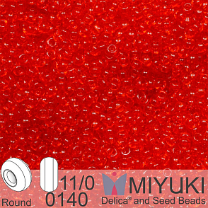 Korálky Miyuki Round 11/0. Barva 0140 Tr Red Orange . Balení 5g.