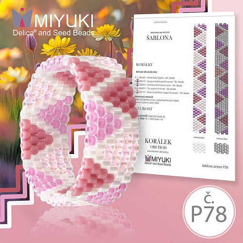 Rukodělná korálková stavebnice MIYUKI. Stavebnice prstenu COLOR Line no. P78